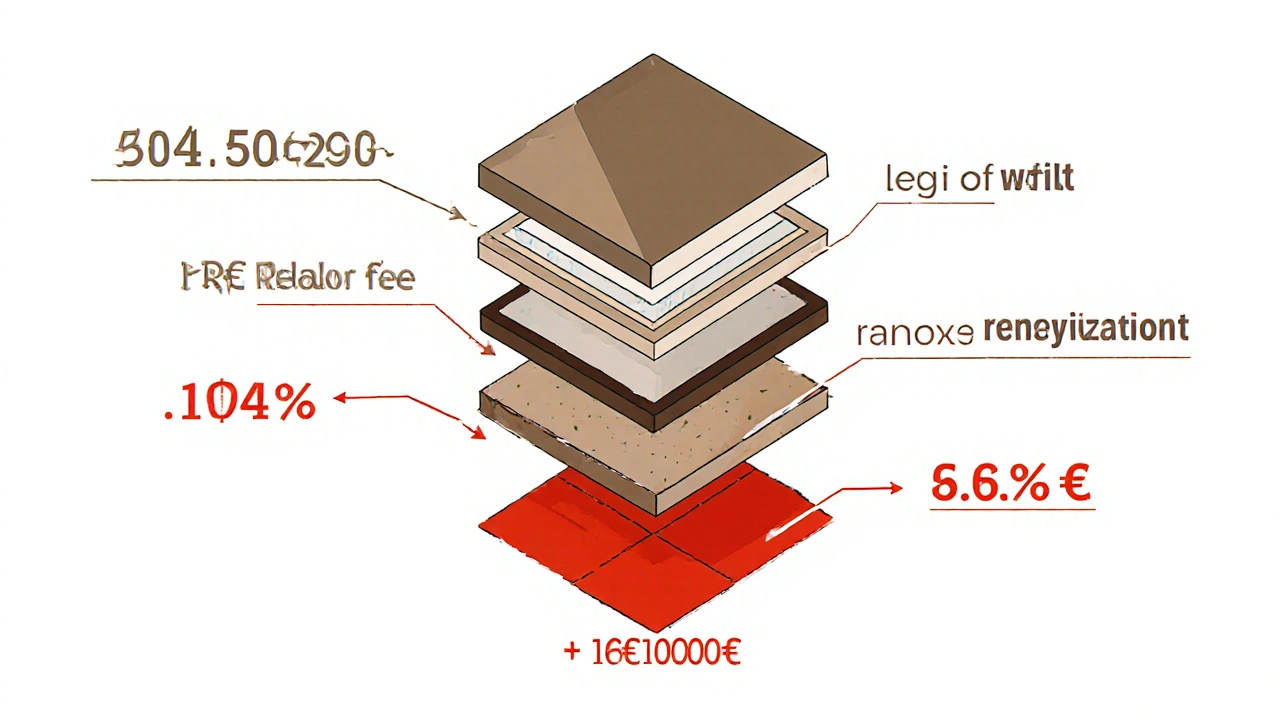 Aufgeteilte Hausdarstellung mit Kostenposten bis zum Nettoerlös