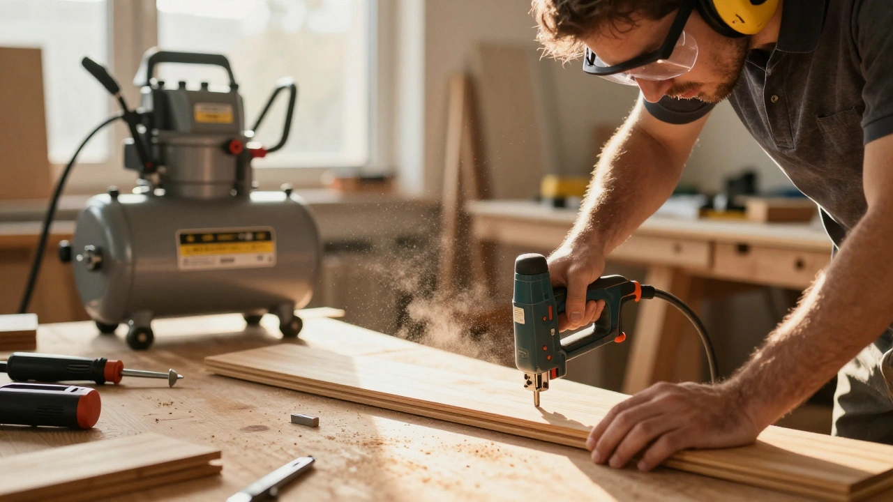 Druckluft auf der Baustelle: Tacker, Ausblaspistole und Reinigung - Praxisguide für Handwerker