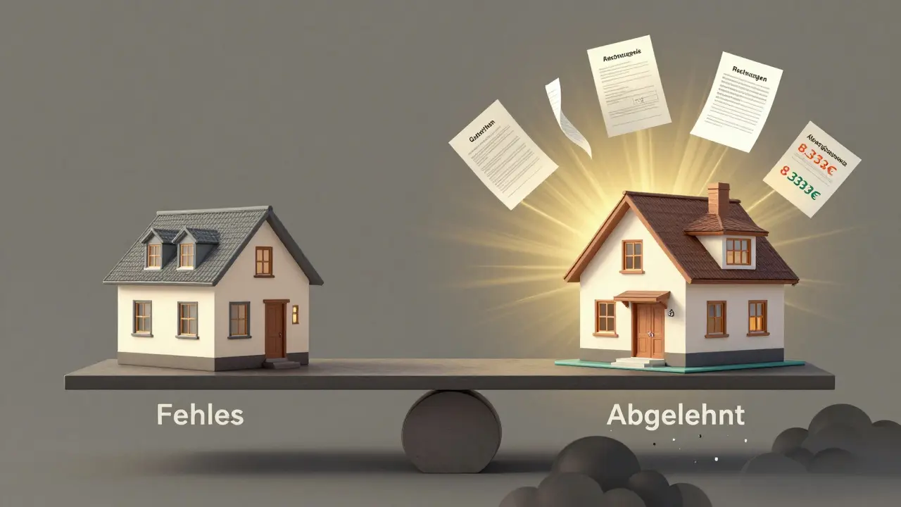 Waage mit altem und modernisiertem Haus, finanzielle Vorteile als goldene Strahlen.