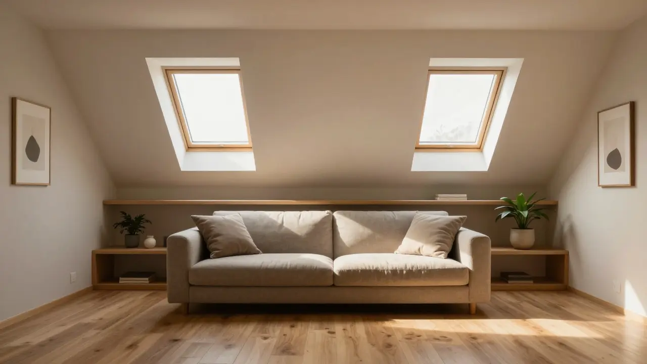 Wohnzimmer unter Dachschrägen: Stauraum und Beleuchtung optimal nutzen