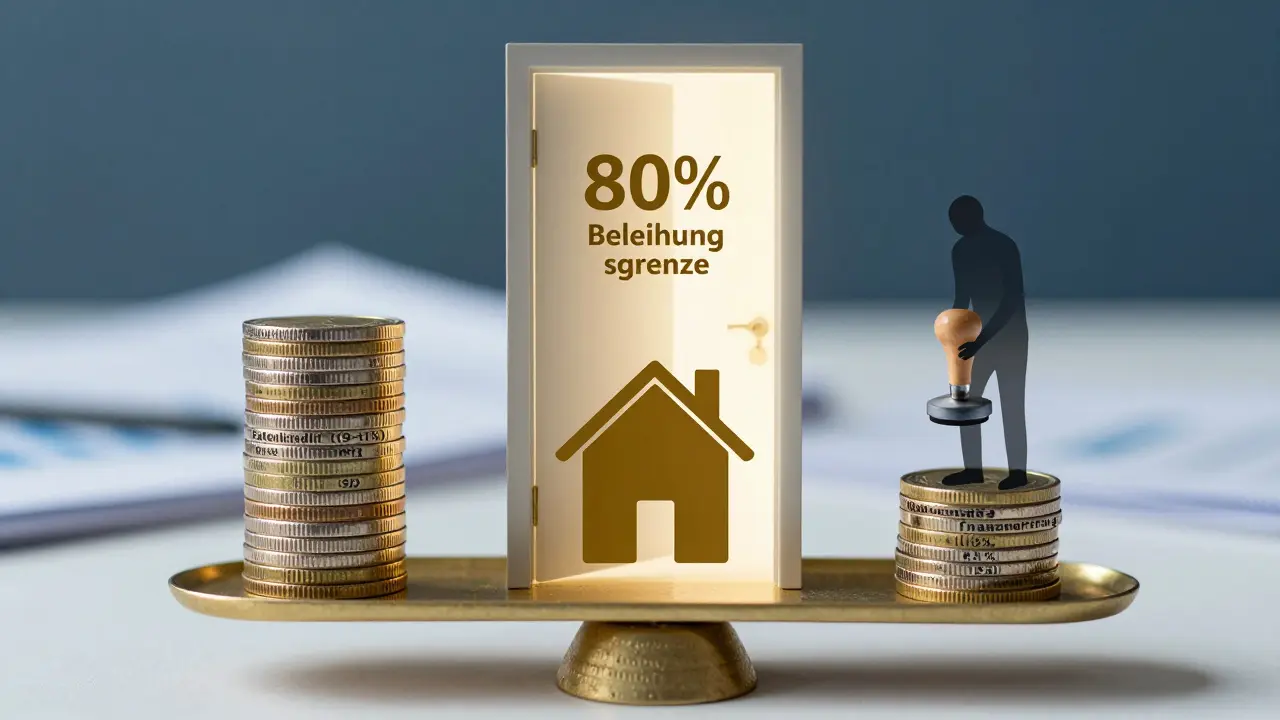 Waage vergleicht Kosten von Ratenkredit und Nachrangfinanzierung mit Immobilien-Symbol