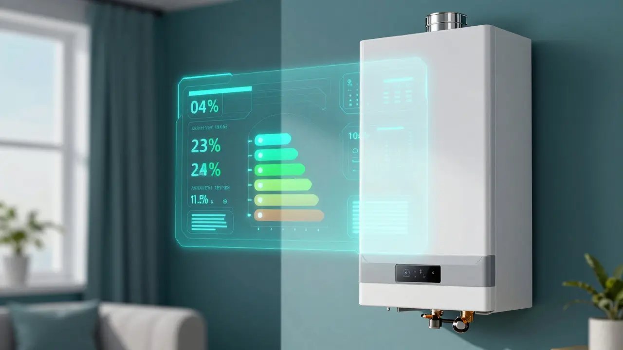 Digitale Hologramm-Anzeige zur Überwachung der Heizungseffizienz