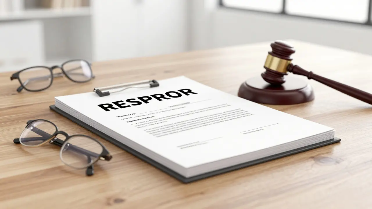 Ein detailliertes Schimmelgutachten als rechtliches Dokument auf einem Tisch.