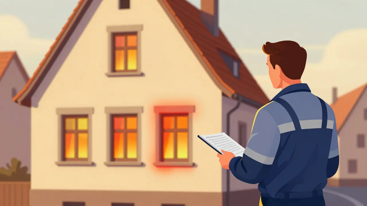 Energieberater prüft Einfamilienhaus vor Ort