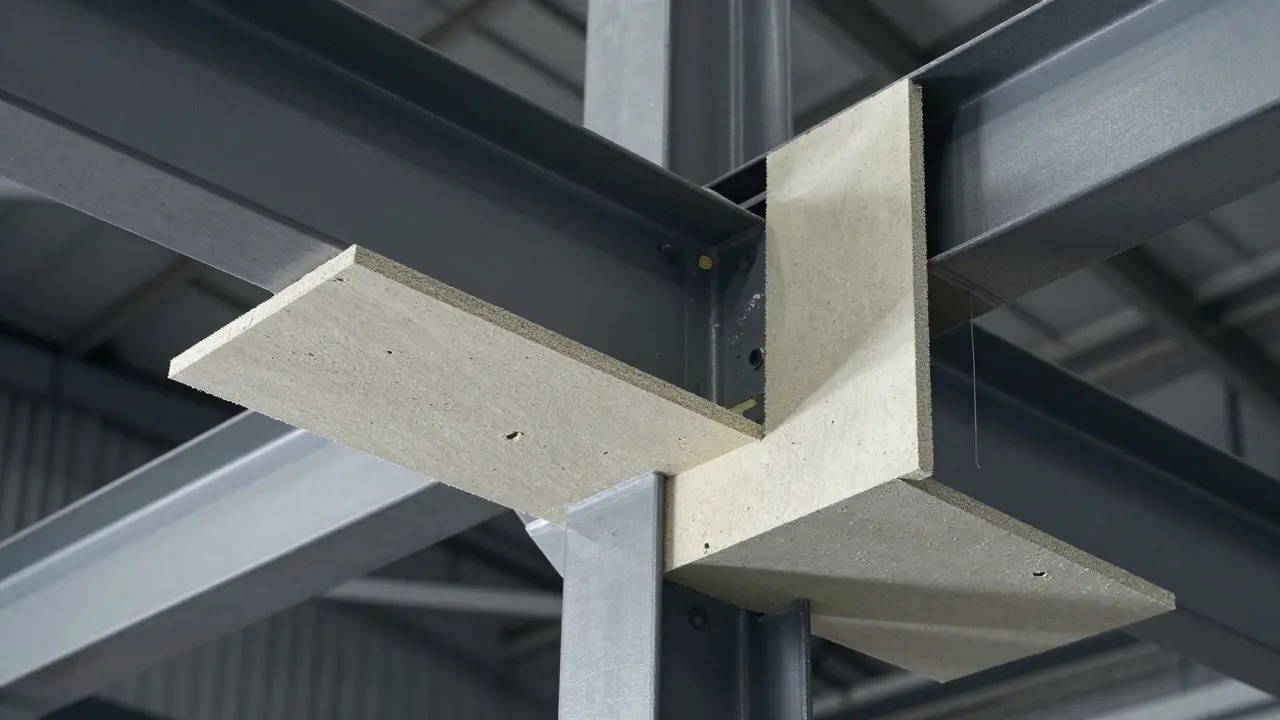 Montage einer mineralischen Promat-Hochleistungsplatte an einem Stahlträger