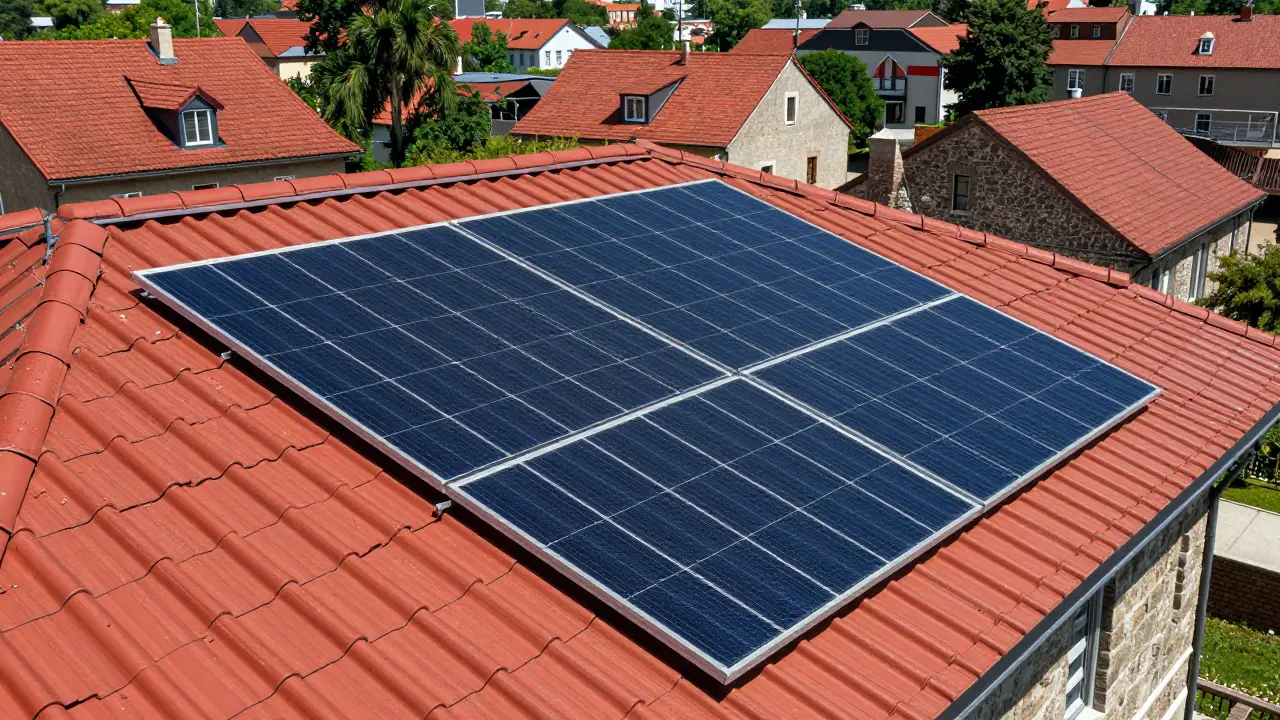 Restauriertes historisches Dach mit diskret integrierten Solardachziegeln