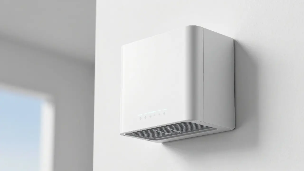 Moderne automatische Lüftungsanlage in der Wand montiert