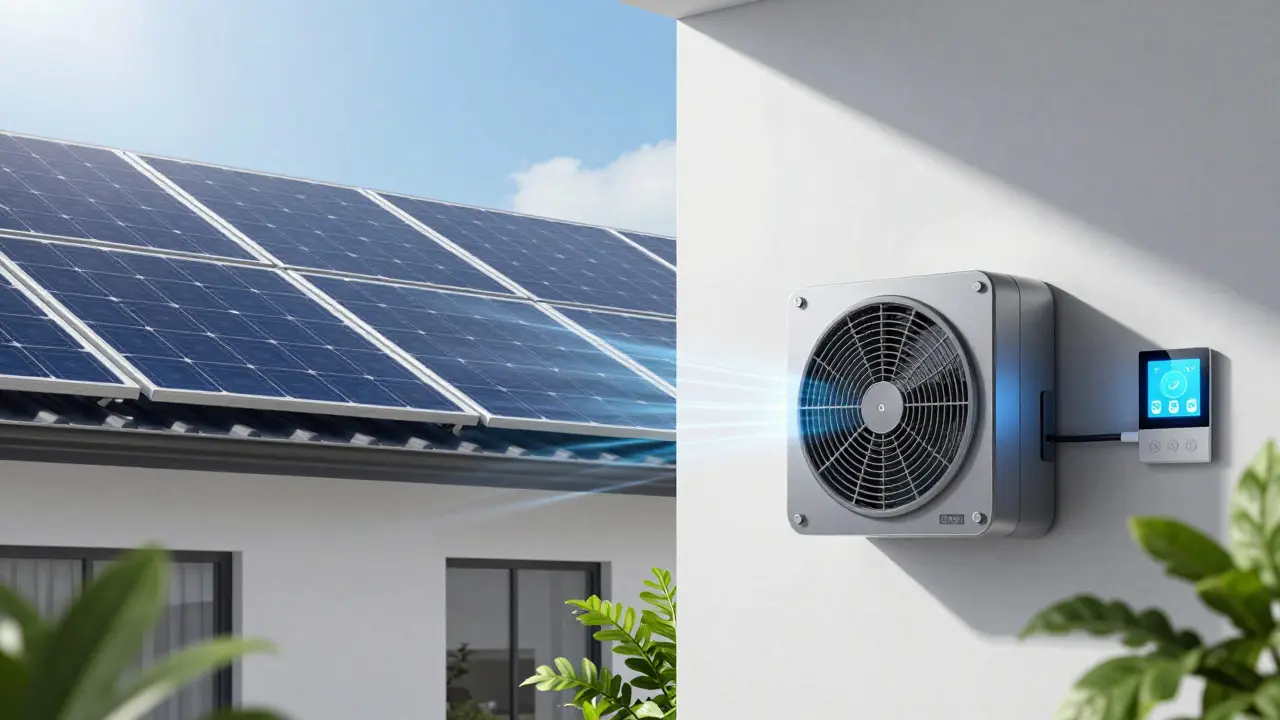 Modernes Haus mit Solaranlage und Lüftung