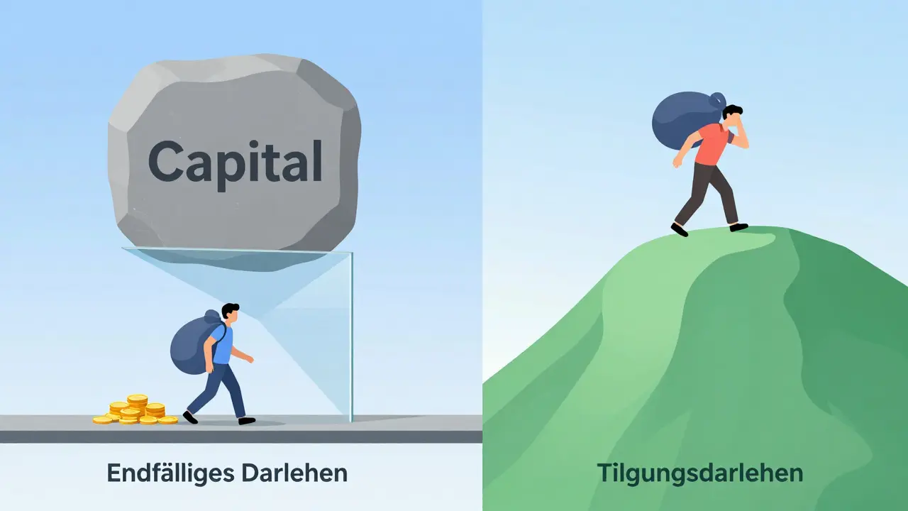 Konzeptgrafik: Vergleich risikoreicher vs. sicherer Tilgungspfade