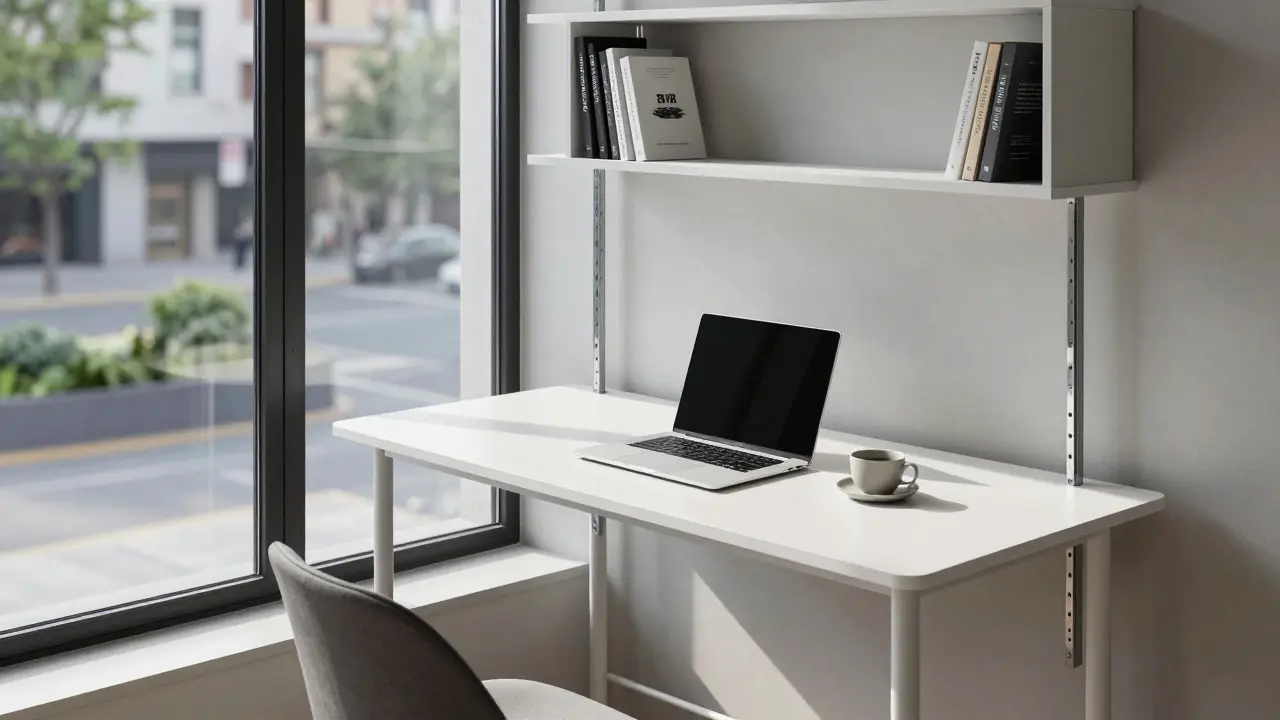 Modernes Homeoffice mit maßangefertigtem Schreibtisch