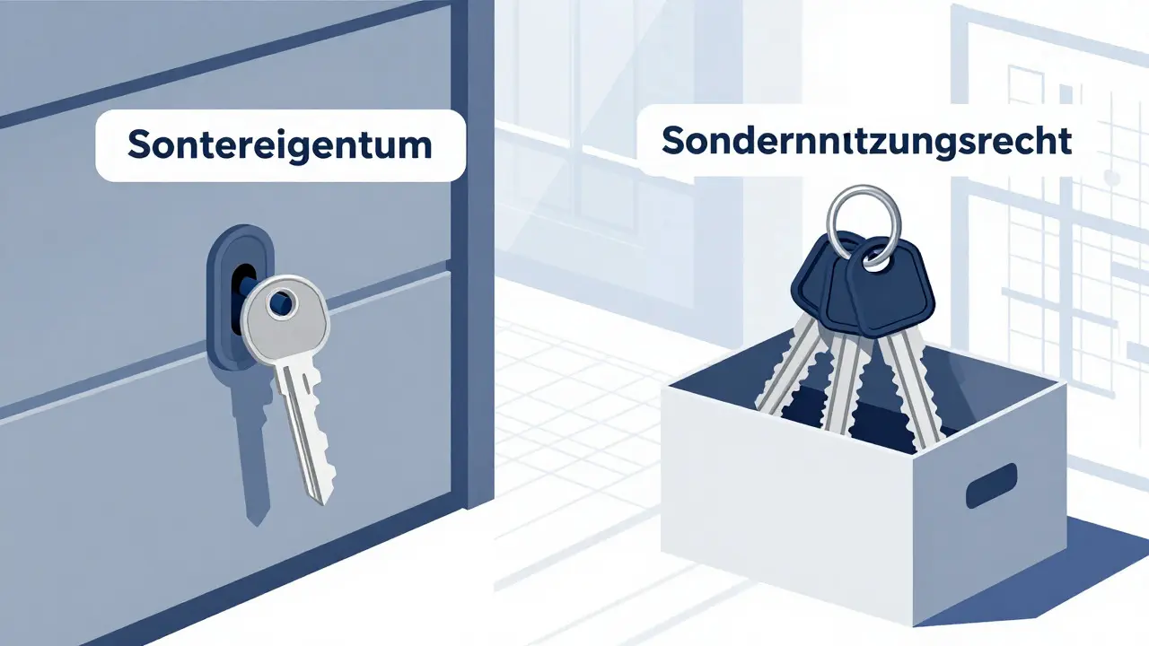 Vektorgrafik: Schlüssel und Schlösser als Metapher für Eigentumsrechte