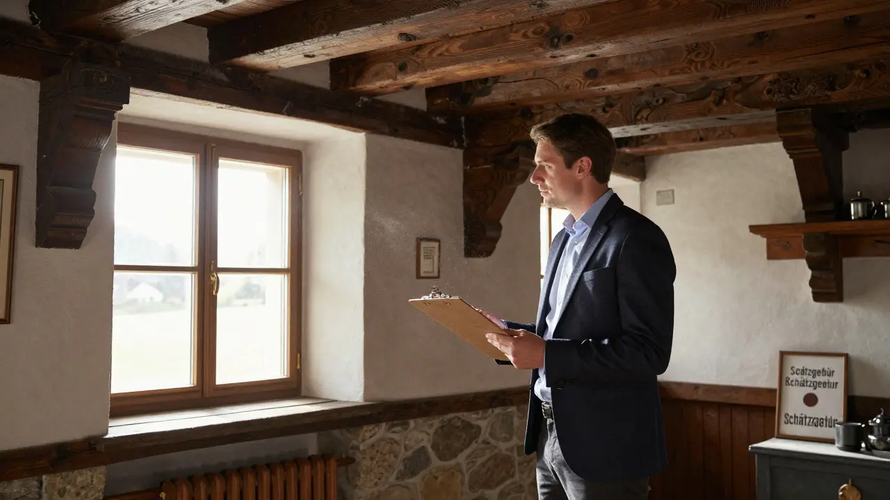 Ein Gutachter bewertet das Innere eines Hauses für die Immobilienfinanzierung