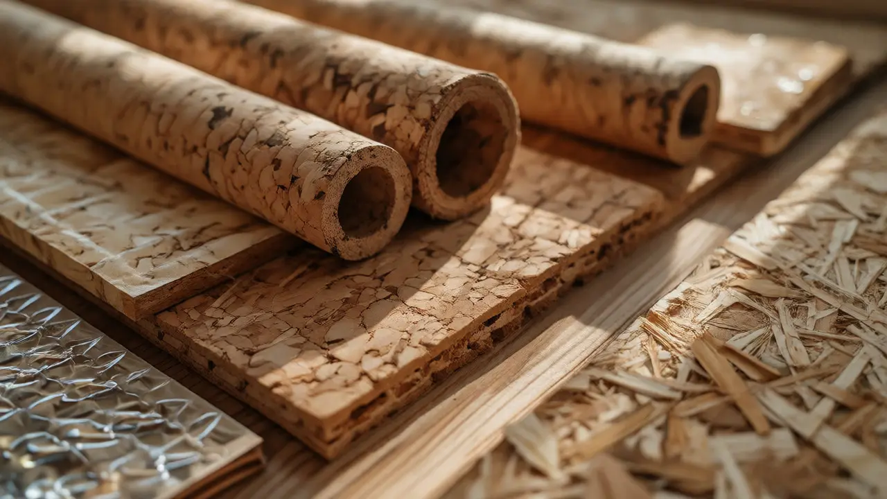 Natürliche Schallschutzmaterialien wie Kork und Holzfaser
