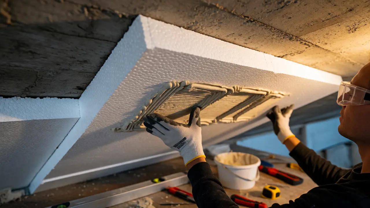 DIY-Installation von EPS-Dämmplatten an der Kellerdecke