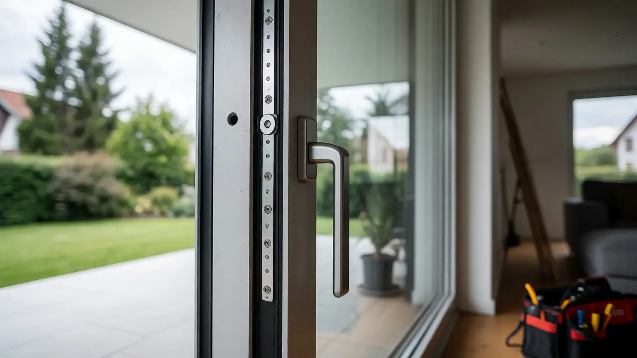 Neu installierte RC2 Terrassentür im modernen Wohnraum