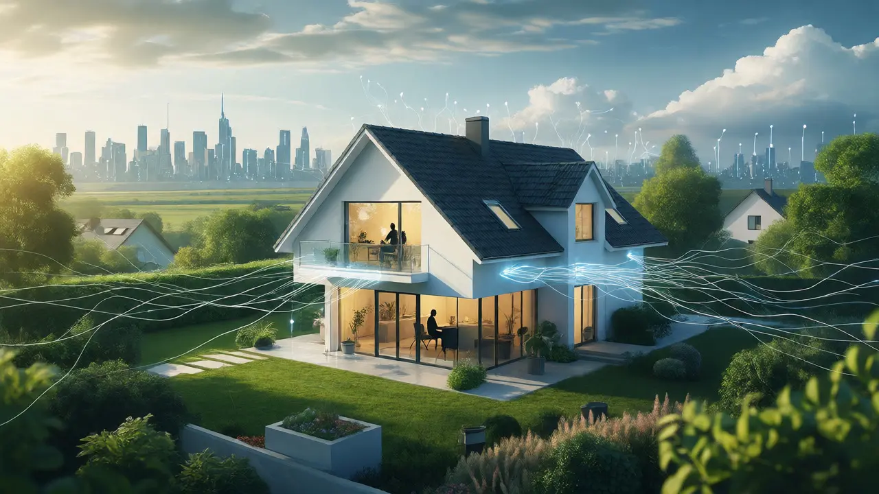 Vorstadthaus mit Garten und digitalen Verbindungen zur Stadt